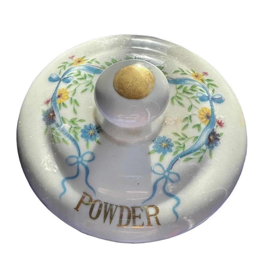 Lovely Covered Hand Painted Porcelain Trinket Style Powder Vanity Box With Lid